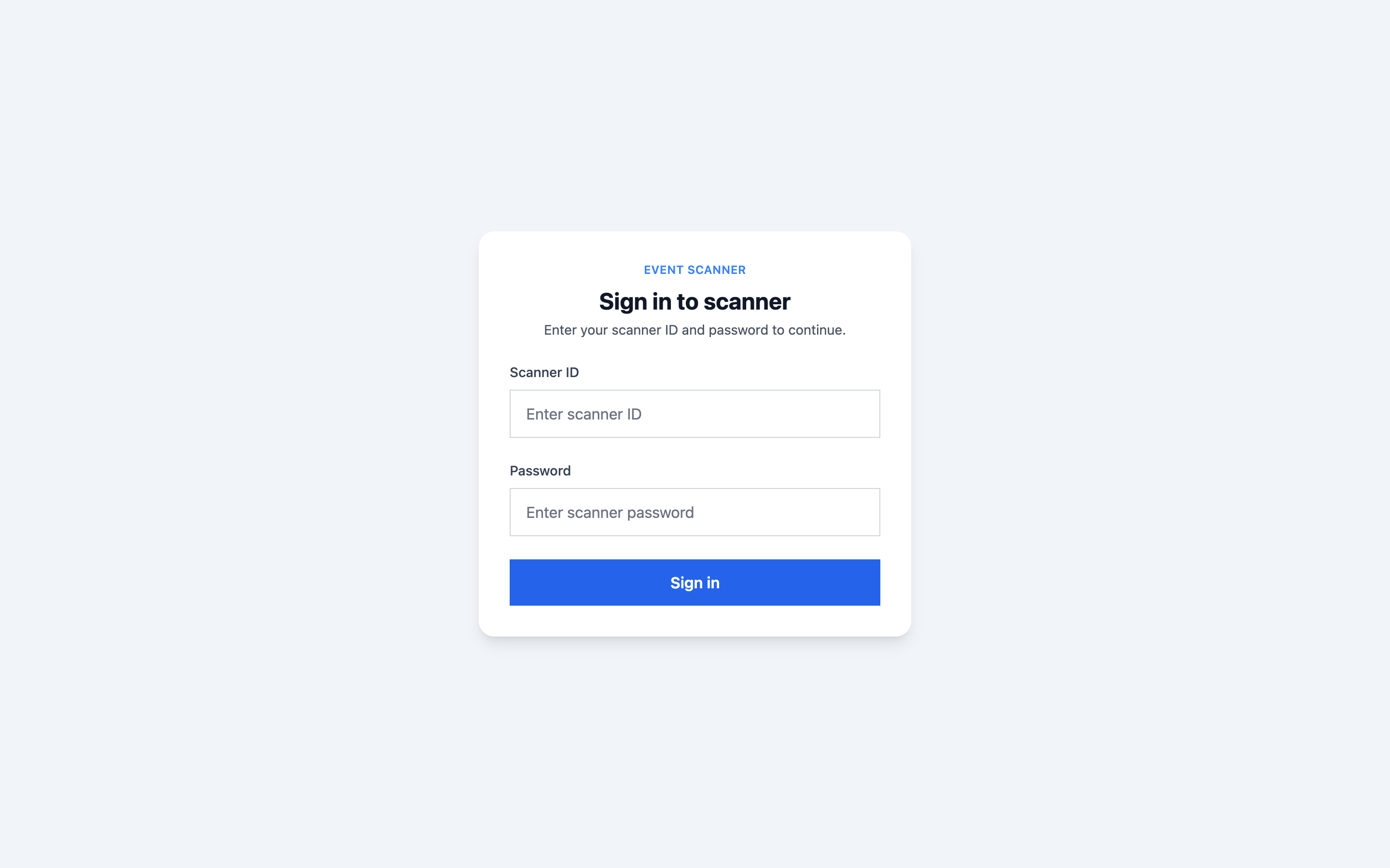 Halaman login Event Scanner